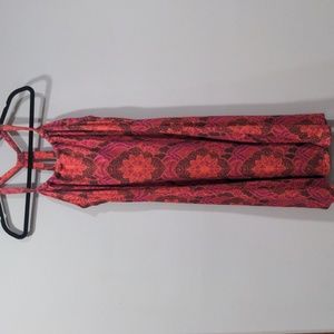 Prana Cantine Dress M Berry Floral Red/Orange/Pink Halter Built-in Bra Summer